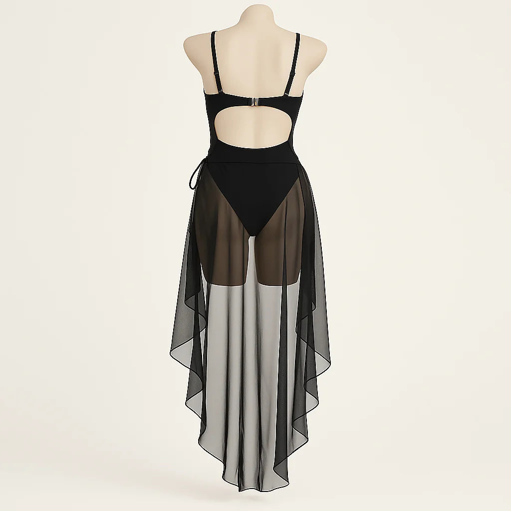 Gothic Butterfly Cutout One Piece Swimsuit Black Lace Up Swimwear for Women