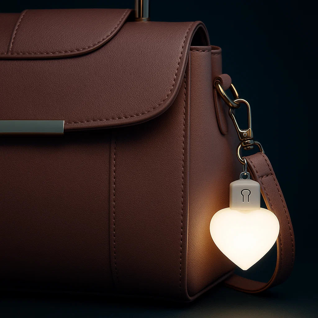 Heart LED Purse Light Rechargeable Handbag Charm for Women, Illuminates Inside Your Bag, Gift Idea USA