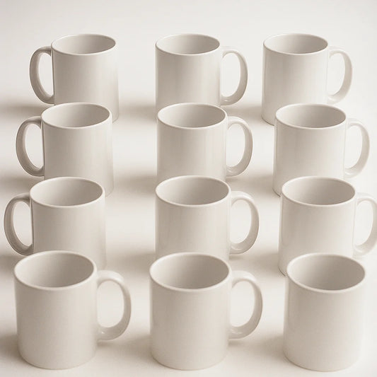 HTVRONT 12 Pack 11oz Sublimation Mugs Blank White Coffee Cups with Handles for DIY Heat Press Printing, Custom Gift Crafting, Dishwasher & Microwave Safe