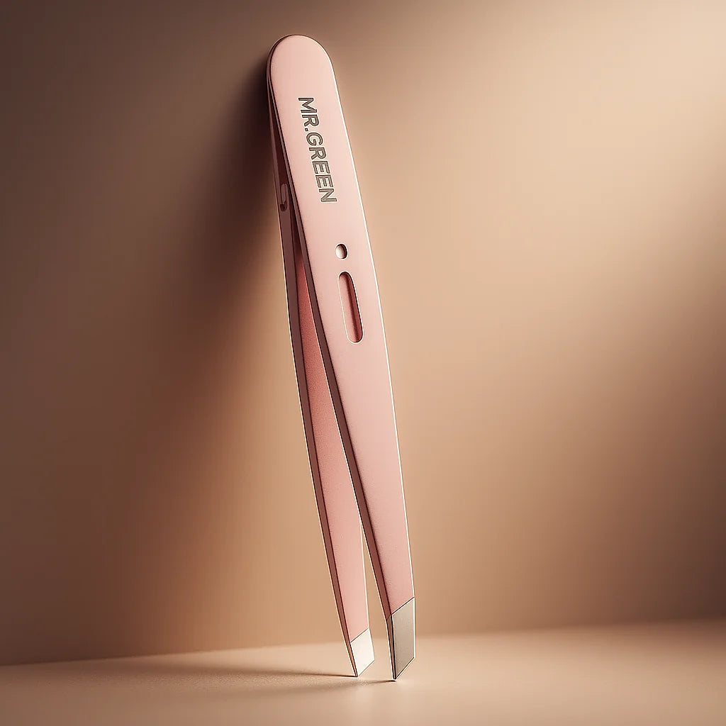 MR.GREEN Stainless Steel Eyebrow Tweezers  Colorful Slant Tip Hair Remover for Precision Eyebrow Shaping, Fine Hair Plucking & Facial Hair Removal  Professional Beauty Makeup Tool