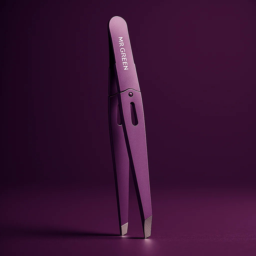 MR.GREEN Stainless Steel Eyebrow Tweezers  Colorful Slant Tip Hair Remover for Precision Eyebrow Shaping, Fine Hair Plucking & Facial Hair Removal  Professional Beauty Makeup Tool