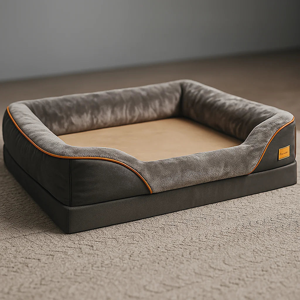 Orthopedic Jumbo Dog Bed with Memory Foam   Waterproof, Elevated Pet Sofa with Bolster & Removable Washable Cover for Large Dogs