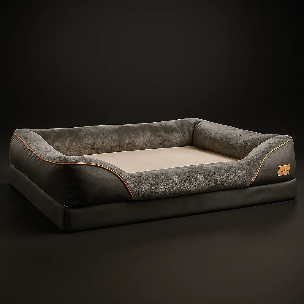 Orthopedic Jumbo Dog Bed with Memory Foam   Waterproof, Elevated Pet Sofa with Bolster & Removable Washable Cover for Large Dogs