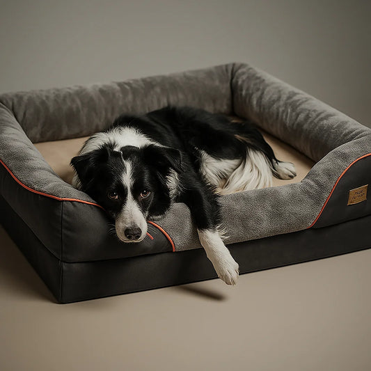 Orthopedic Jumbo Dog Bed with Memory Foam   Waterproof, Elevated Pet Sofa with Bolster & Removable Washable Cover for Large Dogs