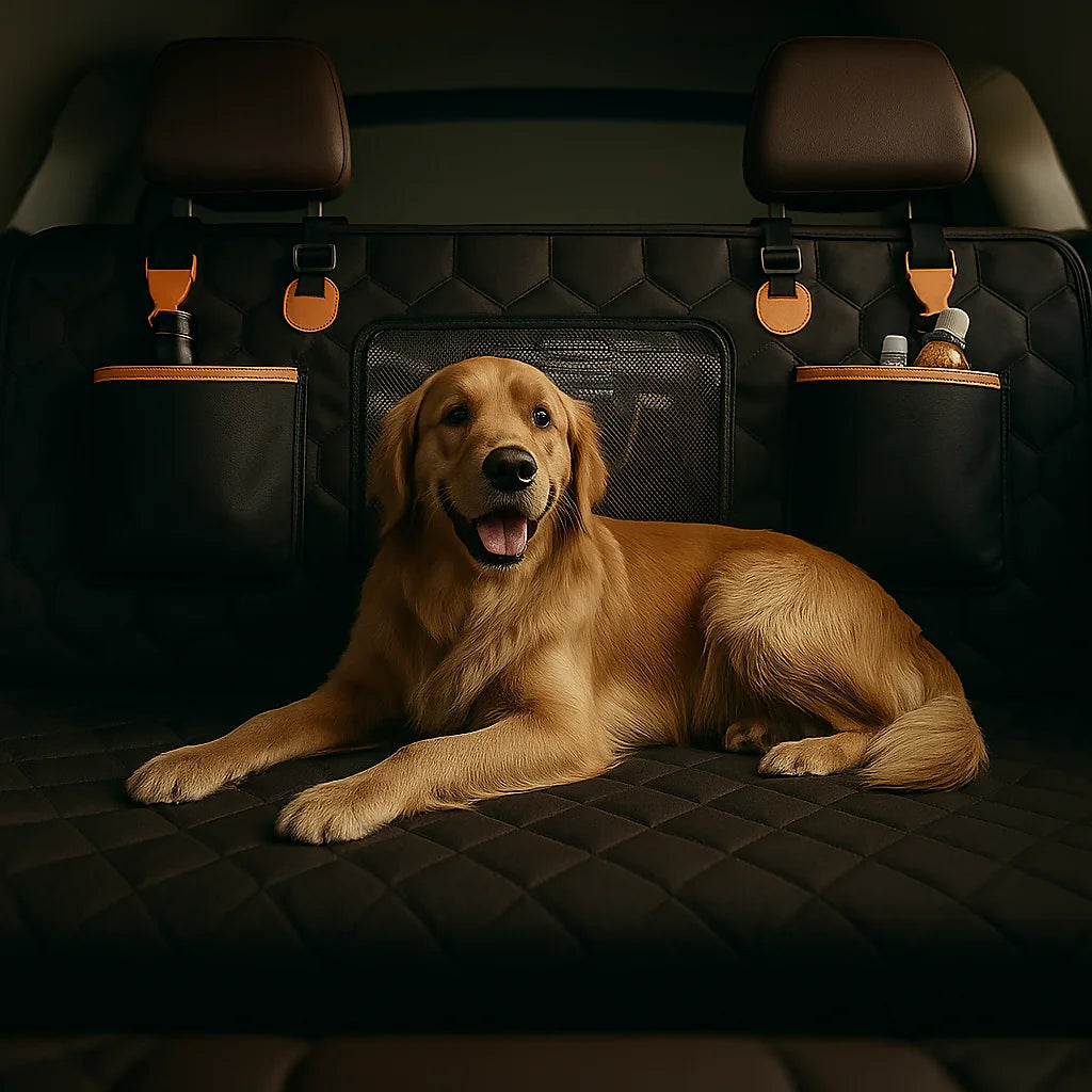 SucceBuy USA Dog Car Seat Cover  Back Seat Extender Bed with Mesh Window, Storage Pocket & Hammock Design Supports Large Dogs Up to 350lbs