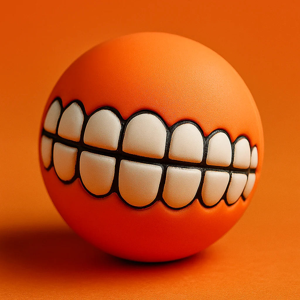 Funny Dog Chew Toy  Squeaky Silicone Ball with Teeth for Pets & Puppies