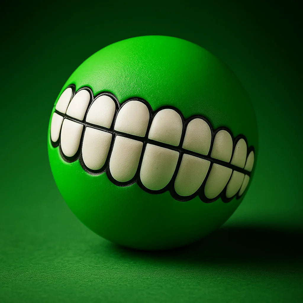 Funny Dog Chew Toy  Squeaky Silicone Ball with Teeth for Pets & Puppies