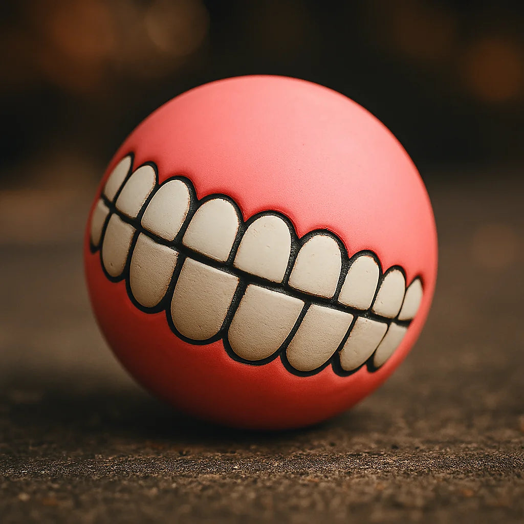 Funny Dog Chew Toy  Squeaky Silicone Ball with Teeth for Pets & Puppies