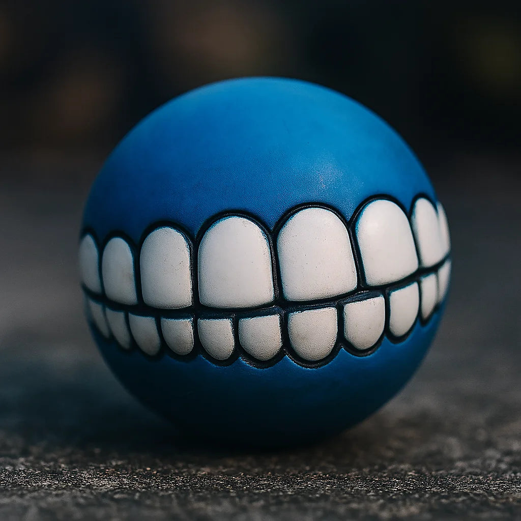 Funny Dog Chew Toy  Squeaky Silicone Ball with Teeth for Pets & Puppies