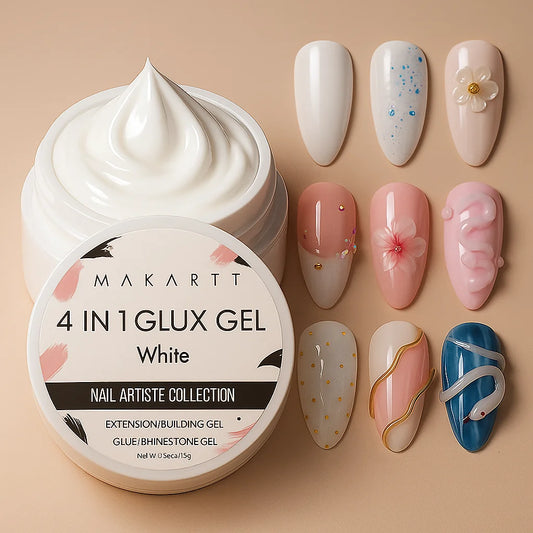 Makartt 4  in 1 White Solid Builder Nail Gel 15ML Non-Sticky UV Gel for Nail Extension, 3D Sculpting & Acrylic Tips