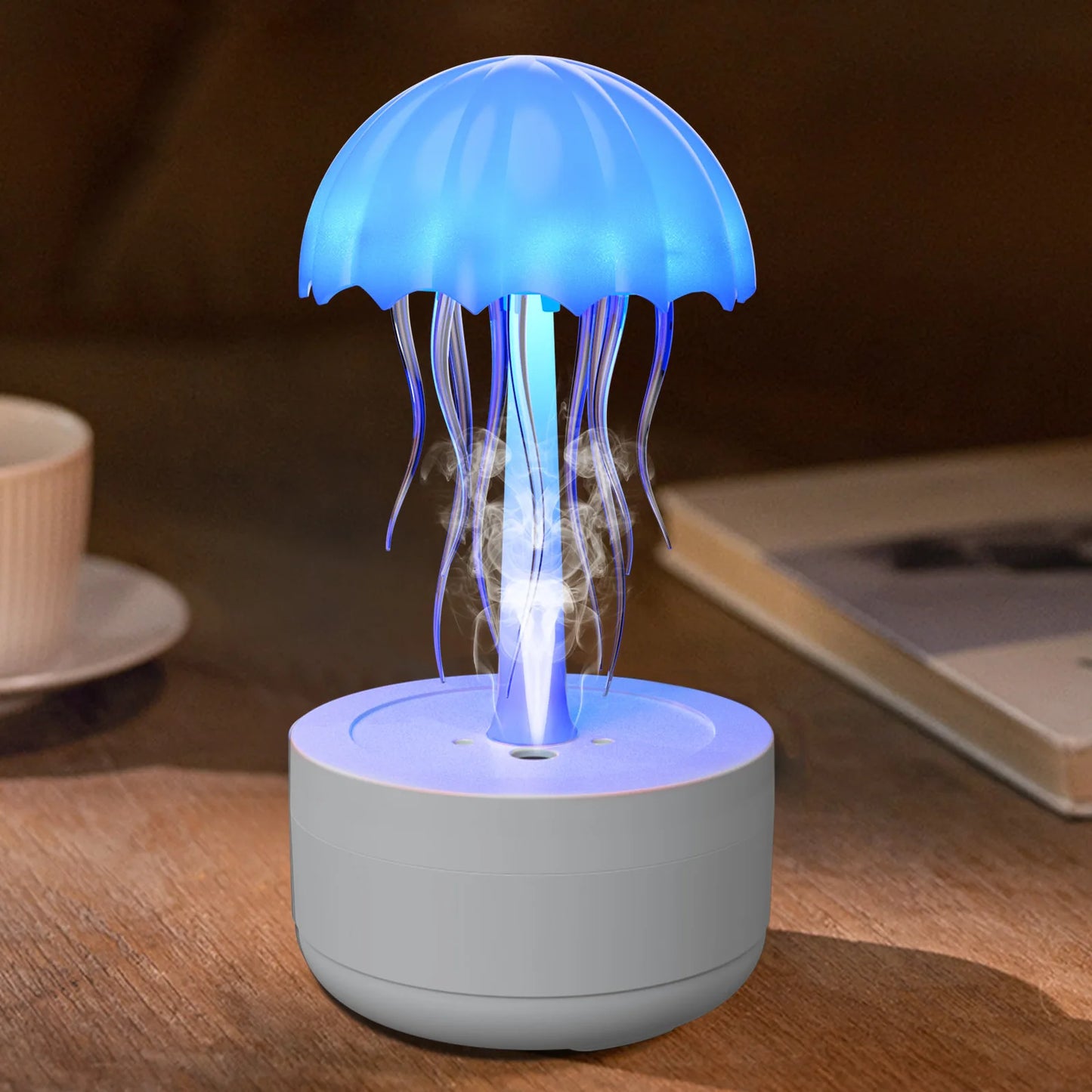 Jellyfish Cartoon Night Light & Bluetooth Humidifier RGB LED Bedside Lamp with Voice Control, Type C Charging & Upgraded Design