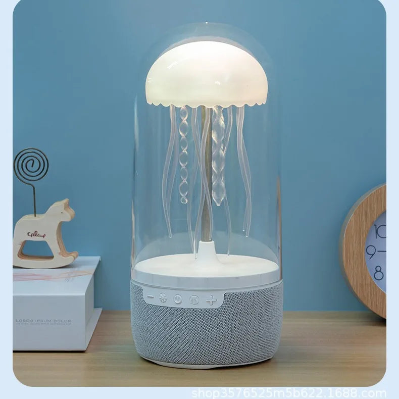 Jellyfish Cartoon Night Light & Bluetooth Humidifier RGB LED Bedside Lamp with Voice Control, Type C Charging & Upgraded Design