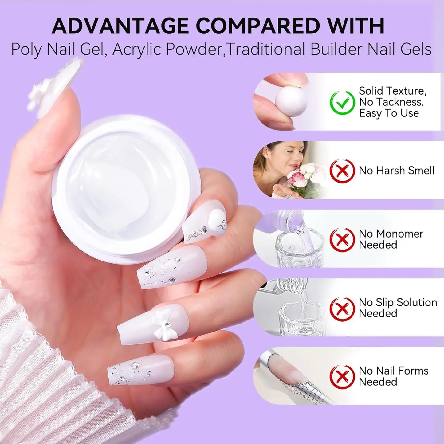 Makartt 4  in 1 White Solid Builder Nail Gel 15ML Non-Sticky UV Gel for Nail Extension, 3D Sculpting & Acrylic Tips