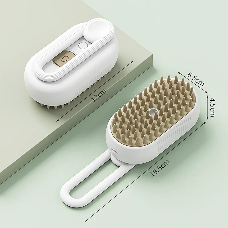 3 in 1 Pet Steam Grooming Brush  Electric Hair Removal, Cleaning Spray & Massage Comb for Cats & Dogs  Retractable Handle