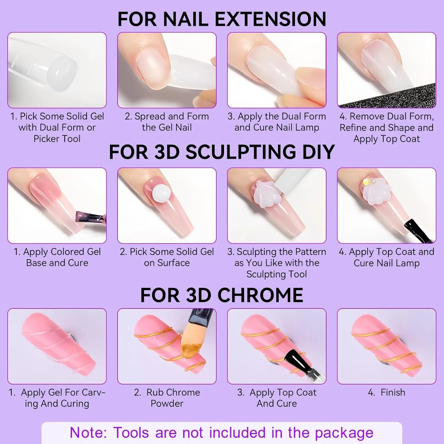 Makartt 4  in 1 White Solid Builder Nail Gel 15ML Non-Sticky UV Gel for Nail Extension, 3D Sculpting & Acrylic Tips
