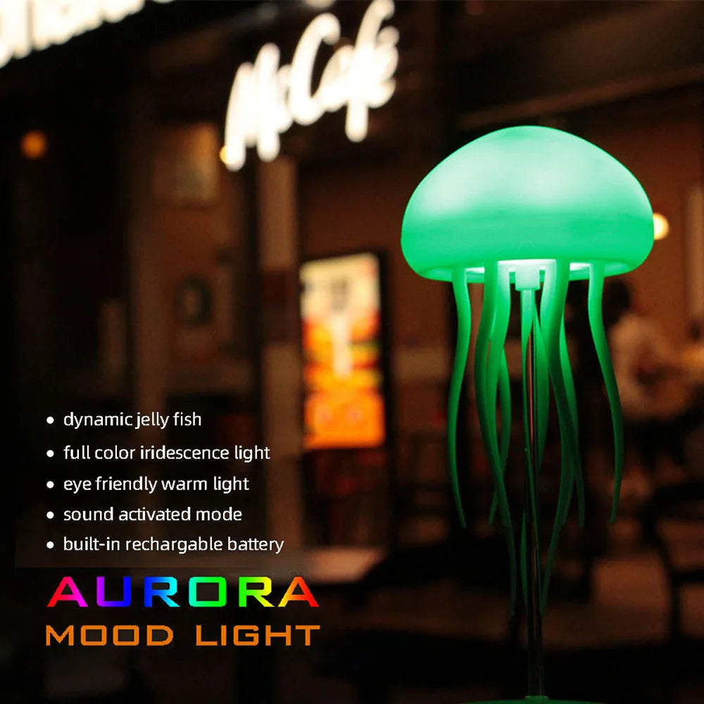 Jellyfish Cartoon Night Light & Bluetooth Humidifier RGB LED Bedside Lamp with Voice Control, Type C Charging & Upgraded Design