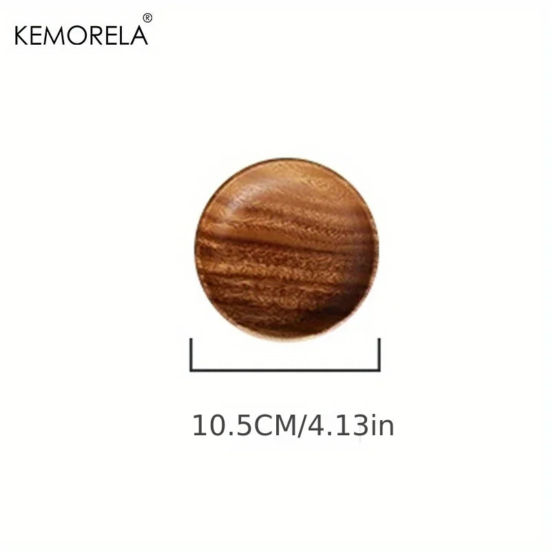 1PC Natural Whole Wood lovesickness Wood Round Handmade Acacia Plate Round Sushi Dish Dessert Fruit Bread Dishes Soup Tableware