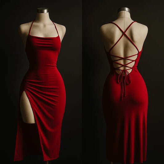 Summer Halter Strap Bodycon Mini Dress Spice Girl Inspired, Trendy Bag Hip Clubwear