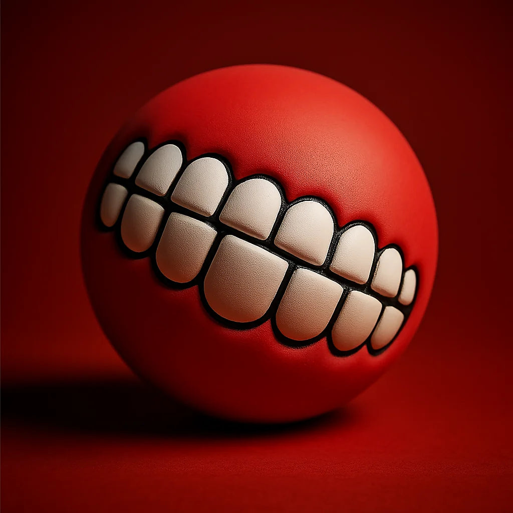 Funny Dog Chew Toy  Squeaky Silicone Ball with Teeth for Pets & Puppies